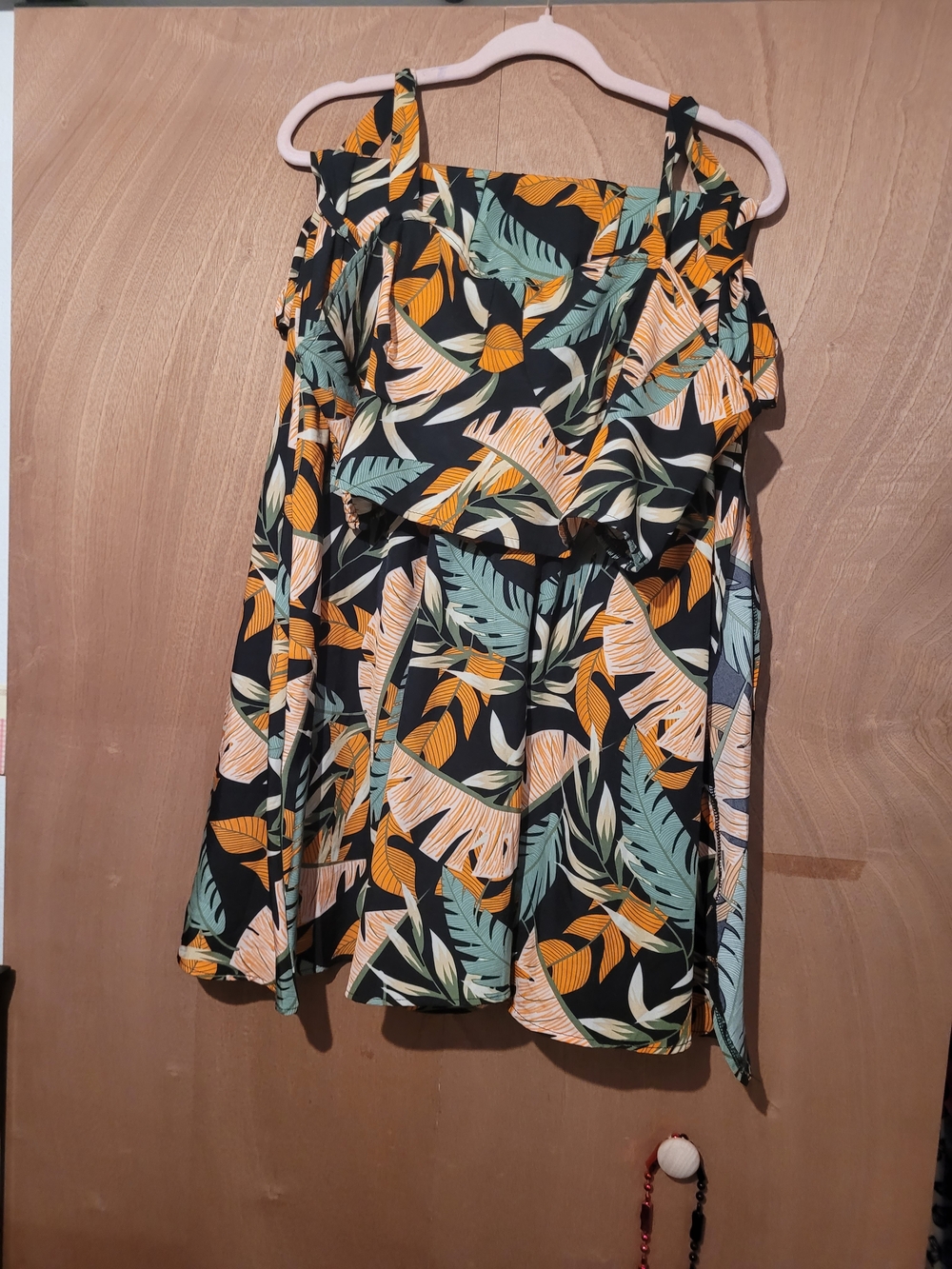 Tropical Print Two Piece With Crop Top And Long Maxi Skirt Size 2xl